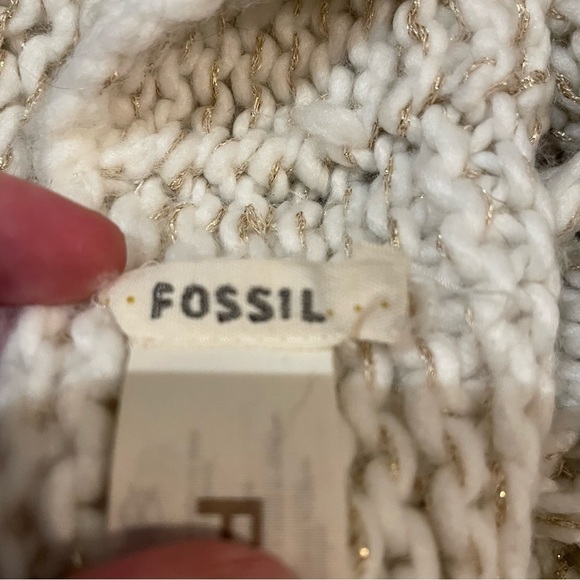 Fossil Soft Knit Infinity Scarf in Cream with Gold Metallic OS - Picture 5 of 9